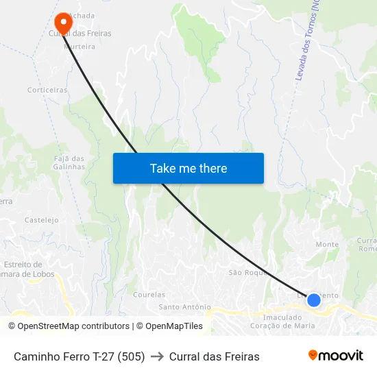 Caminho Ferro  T-27 (505) to Curral das Freiras map