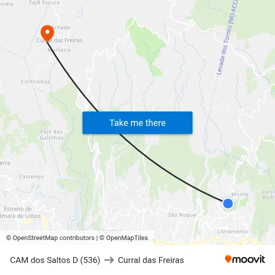 CAM dos Saltos  D (536) to Curral das Freiras map