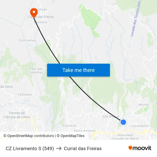 CZ Livramento  S (549) to Curral das Freiras map