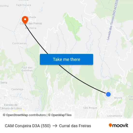 CAM Corujeira  D3A (550) to Curral das Freiras map