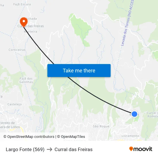 Largo Fonte (569) to Curral das Freiras map