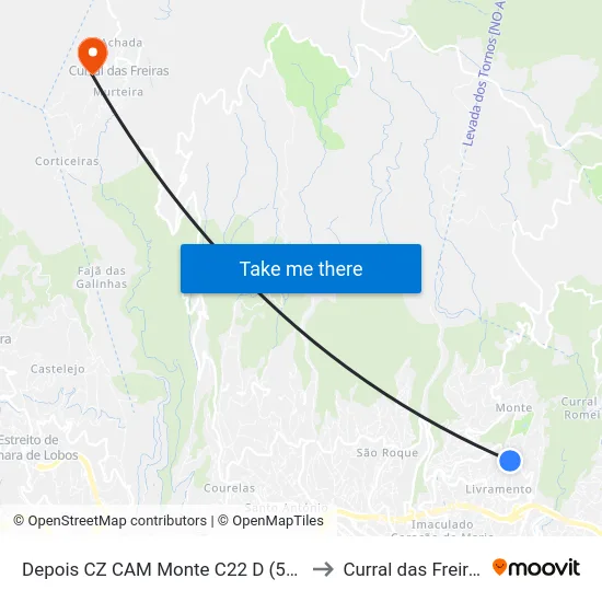 Depois CZ CAM Monte C22 D (570) to Curral das Freiras map