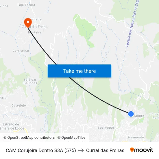 CAM Corujeira Dentro  S3A (575) to Curral das Freiras map