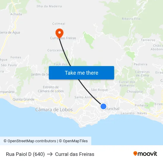 Rua Paiol  D (640) to Curral das Freiras map