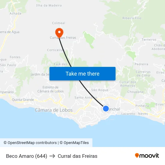 Beco Amaro (644) to Curral das Freiras map