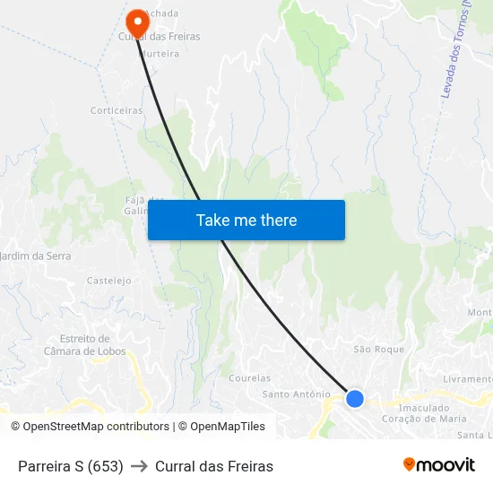 Parreira  S (653) to Curral das Freiras map