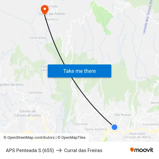 APS Penteada  S (655) to Curral das Freiras map