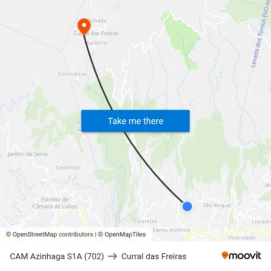 CAM Azinhaga  S1A (702) to Curral das Freiras map