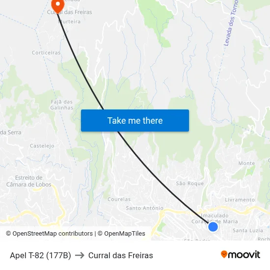 Apel  T-82 (177B) to Curral das Freiras map