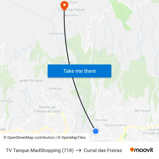 TV Tanque  MadShopping (718) to Curral das Freiras map