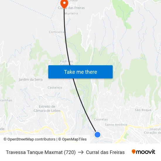 Travessa Tanque  Maxmat (720) to Curral das Freiras map