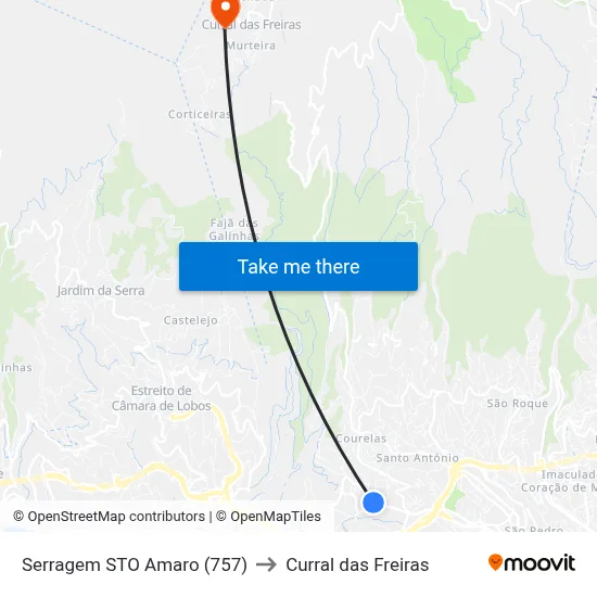Serragem STO Amaro (757) to Curral das Freiras map