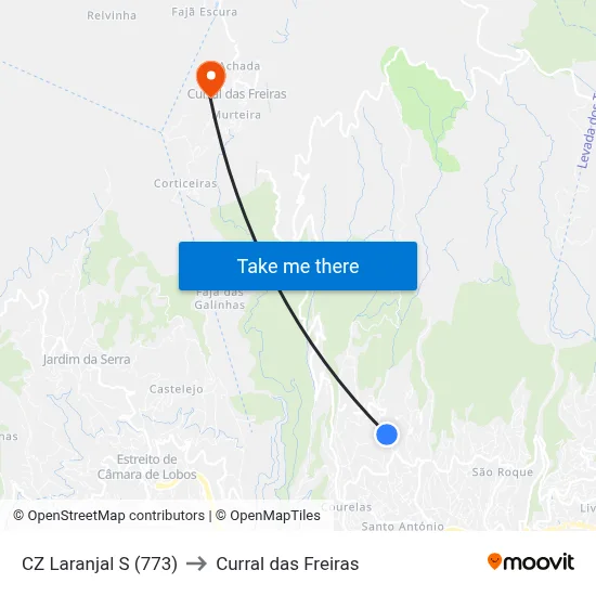 CZ Laranjal  S (773) to Curral das Freiras map