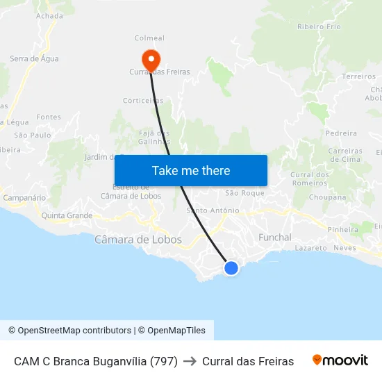 CAM C Branca  Buganvília (797) to Curral das Freiras map