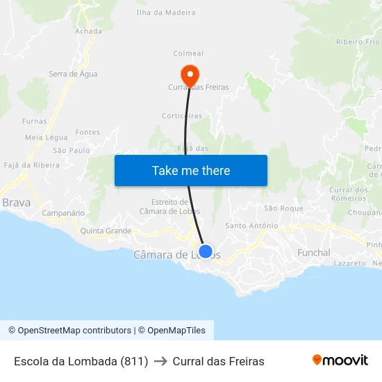 Escola da Lombada (811) to Curral das Freiras map