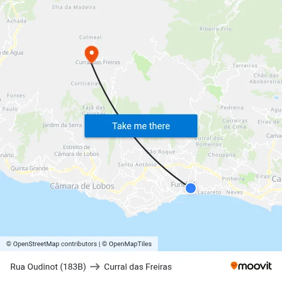 Rua Oudinot (183B) to Curral das Freiras map