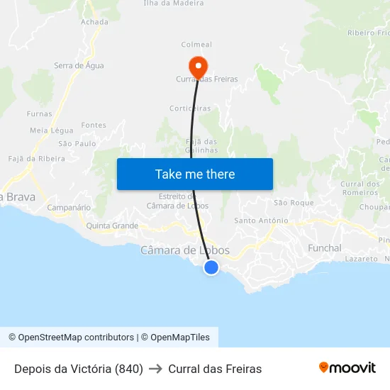 Depois da Victória (840) to Curral das Freiras map