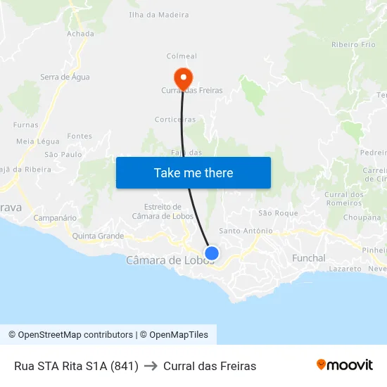 Rua STA Rita  S1A (841) to Curral das Freiras map