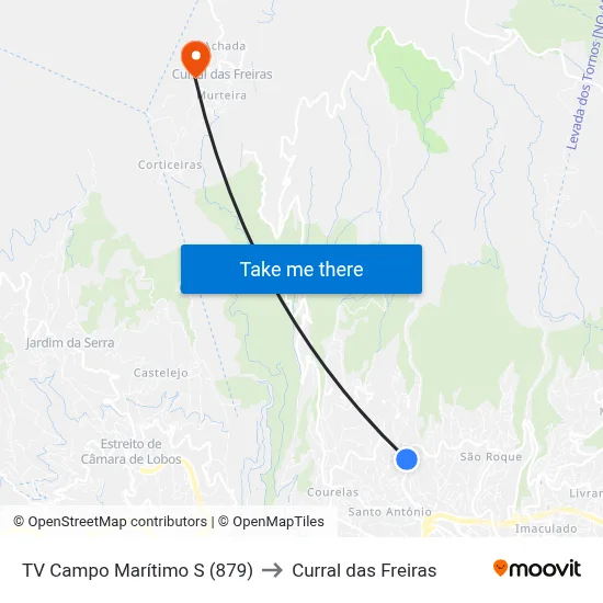 TV Campo Marítimo  S (879) to Curral das Freiras map