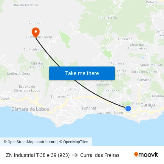 ZN Industrial  T-38 e 39 (923) to Curral das Freiras map