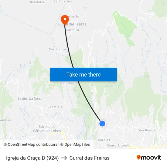 Igreja da Graça  D (924) to Curral das Freiras map