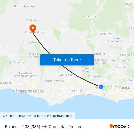 Balancal  T-33 (935) to Curral das Freiras map