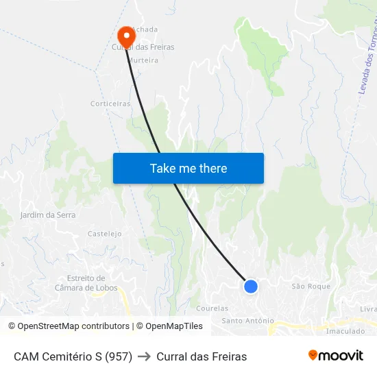 CAM Cemitério  S (957) to Curral das Freiras map