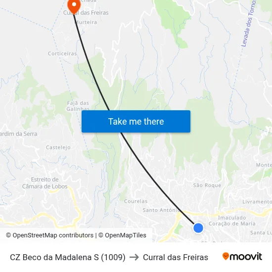 CZ Beco da Madalena  S (1009) to Curral das Freiras map