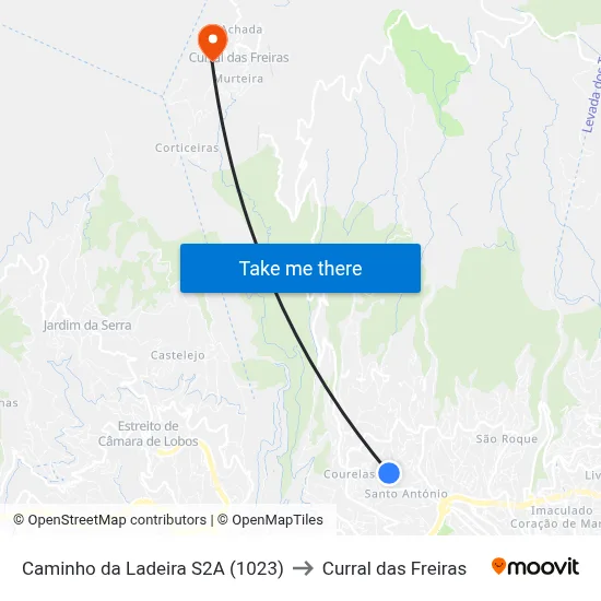 Caminho da Ladeira  S2A (1023) to Curral das Freiras map