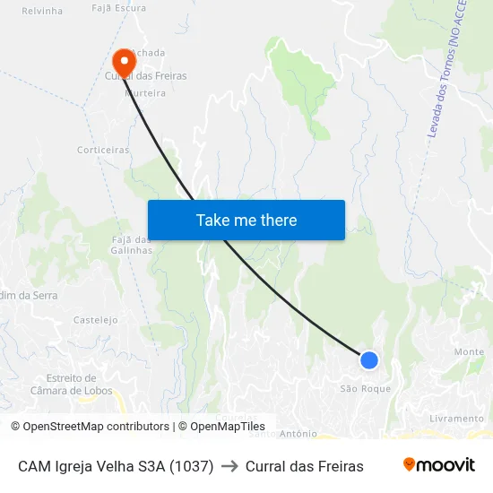 CAM Igreja Velha  S3A (1037) to Curral das Freiras map