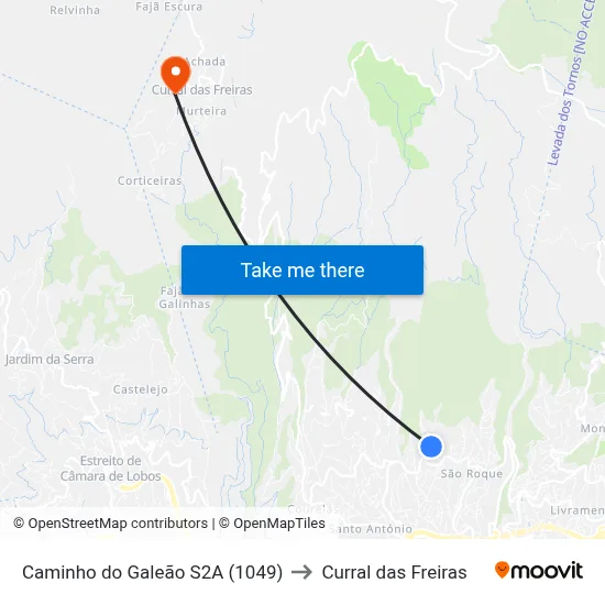 Caminho do Galeão  S2A (1049) to Curral das Freiras map