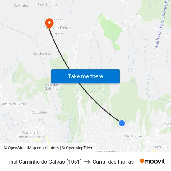 Final Caminho do Galeão (1051) to Curral das Freiras map