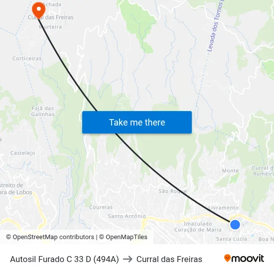 Autosil  Furado C 33  D (494A) to Curral das Freiras map