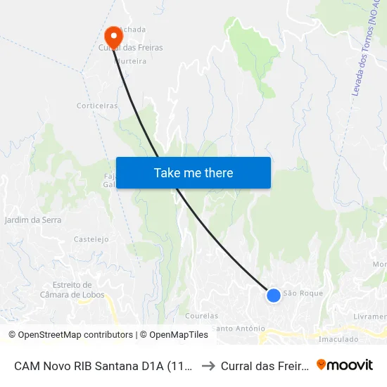 CAM Novo RIB Santana  D1A (1122) to Curral das Freiras map