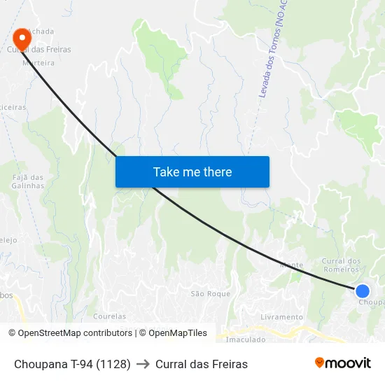 Choupana  T-94 (1128) to Curral das Freiras map
