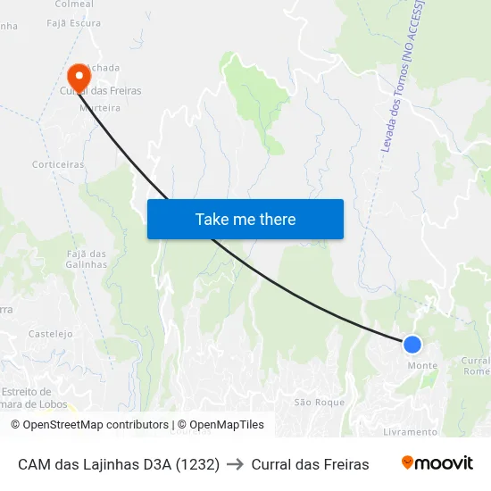 CAM das Lajinhas  D3A (1232) to Curral das Freiras map