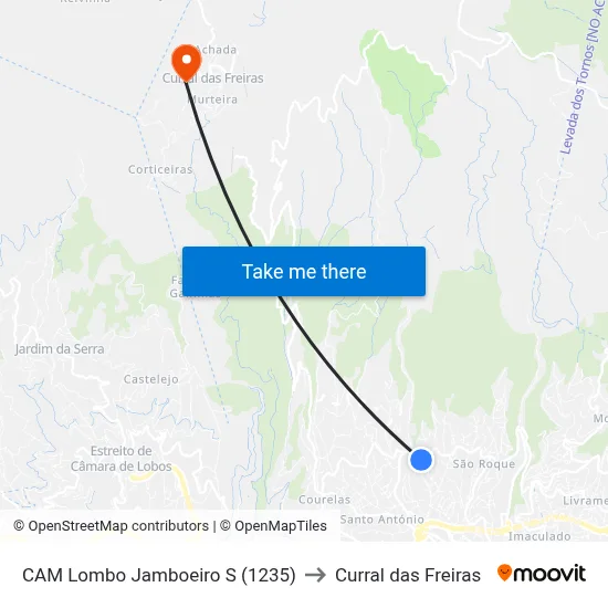 CAM Lombo Jamboeiro  S (1235) to Curral das Freiras map