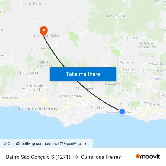 Bairro São Gonçalo  S (1271) to Curral das Freiras map
