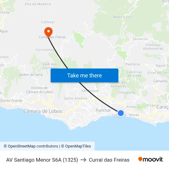 AV Santiago Menor  S6A (1325) to Curral das Freiras map