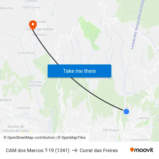 CAM dos Marcos  T-19 (1341) to Curral das Freiras map