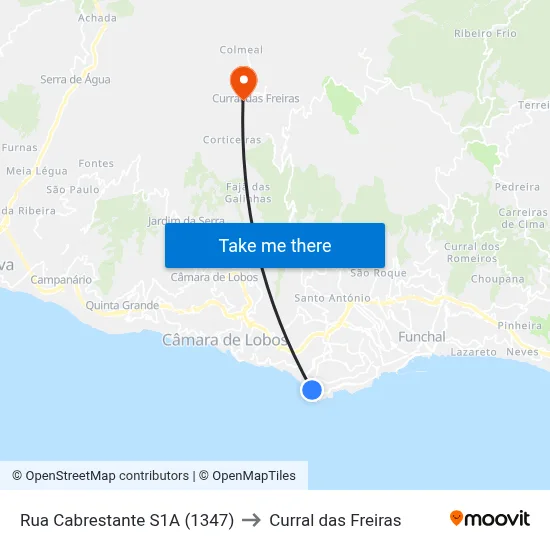 Rua Cabrestante  S1A (1347) to Curral das Freiras map
