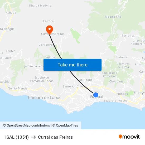 ISAL (1354) to Curral das Freiras map