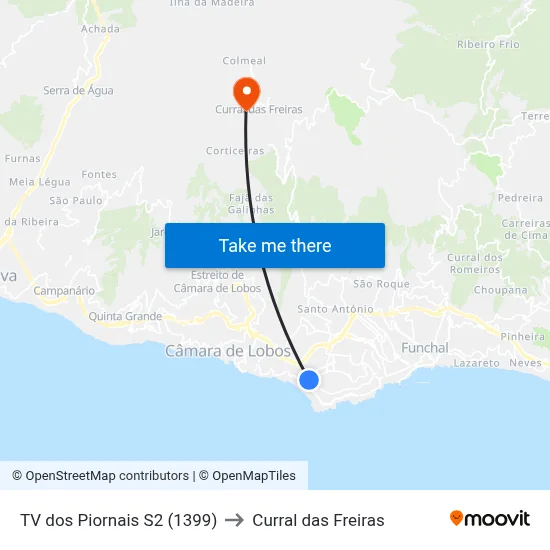 TV dos Piornais S2 (1399) to Curral das Freiras map