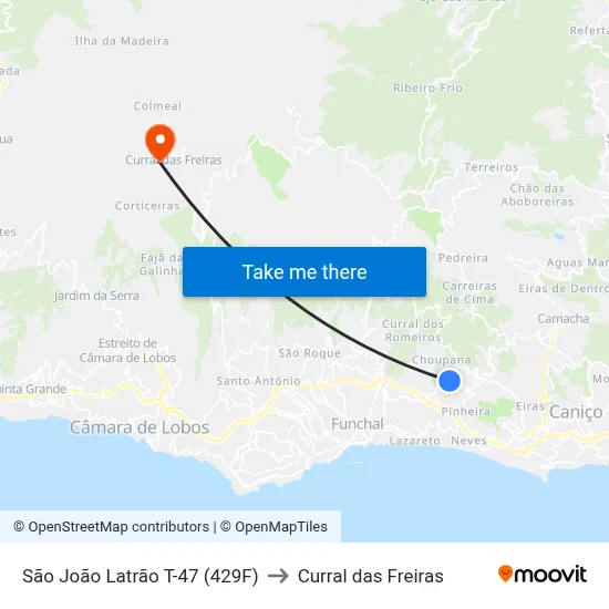São João Latrão  T-47 (429F) to Curral das Freiras map
