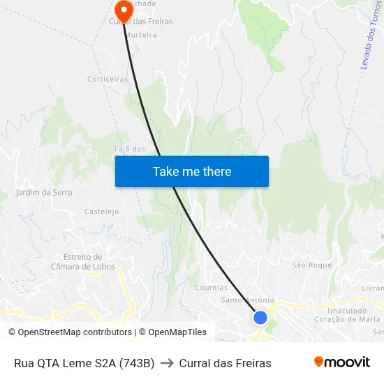 Rua QTA Leme  S2A (743B) to Curral das Freiras map