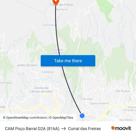 CAM Poço Barral  D2A (816A) to Curral das Freiras map