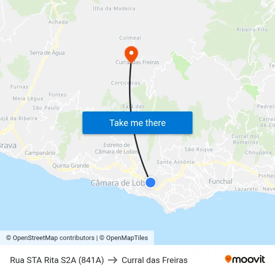 Rua STA Rita  S2A (841A) to Curral das Freiras map
