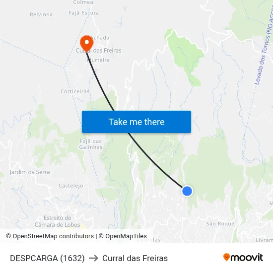 DESPCARGA (1632) to Curral das Freiras map