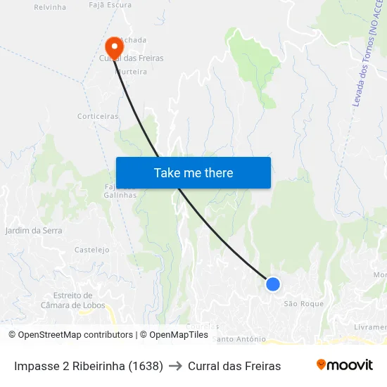 Impasse 2 Ribeirinha (1638) to Curral das Freiras map