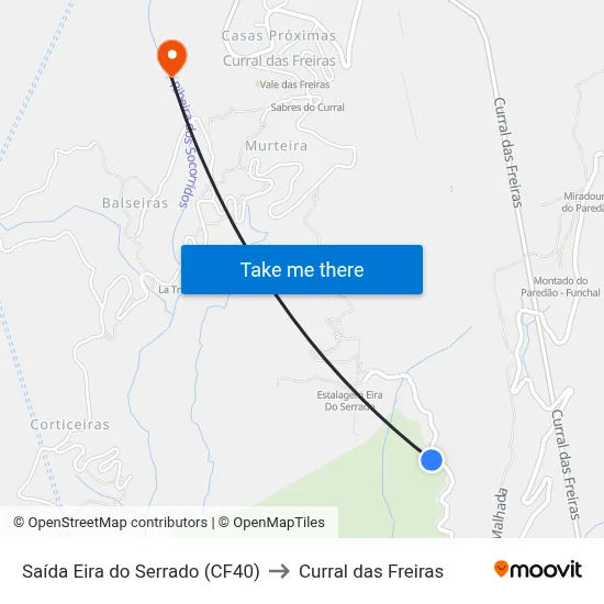 Saída Eira do Serrado (CF40) to Curral das Freiras map